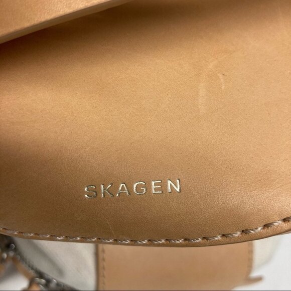 SKAGEN Denmark Trisse Barrel Leather and Canvass Crossbody Handbag NWT - Picture 8 of 14